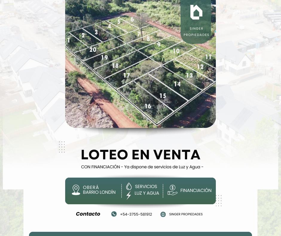 Loteo En venta, Oportunidad Obera 
